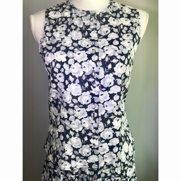 {Vintage} Floral Two Piece Top & Skirt Set - Picture 4 of 8